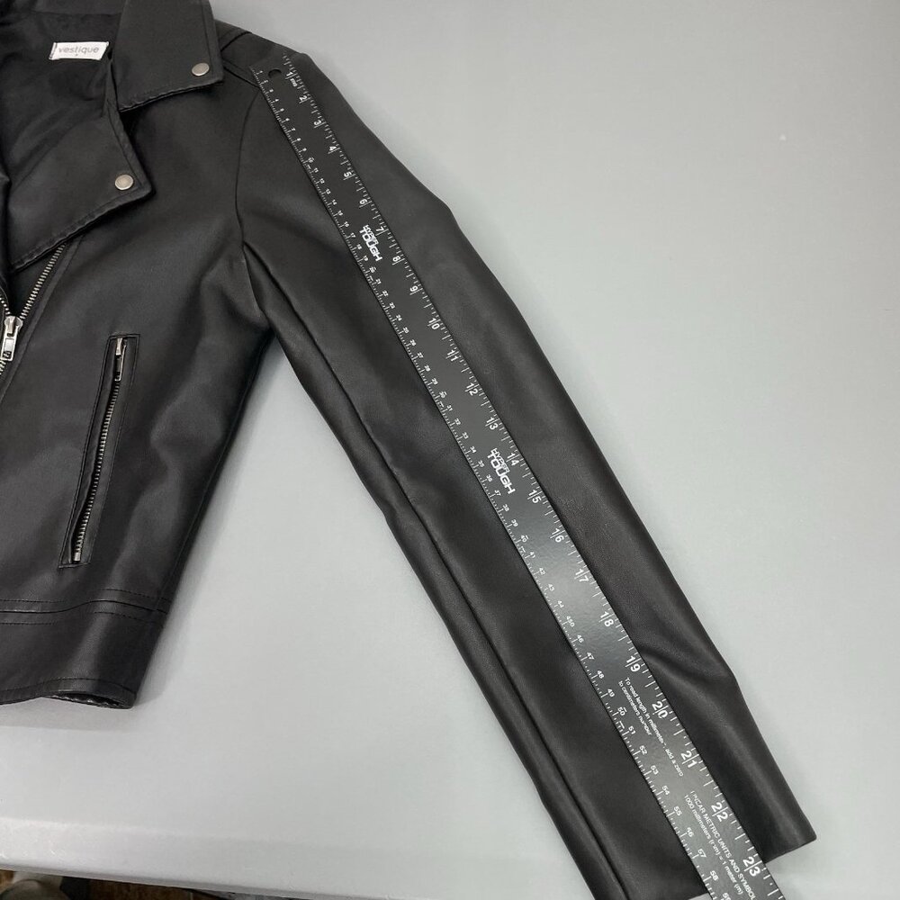 Vestique Faux Leather Jacket Biker Moto Motorcycle Zip Black Womens S - Picture 9 of 11